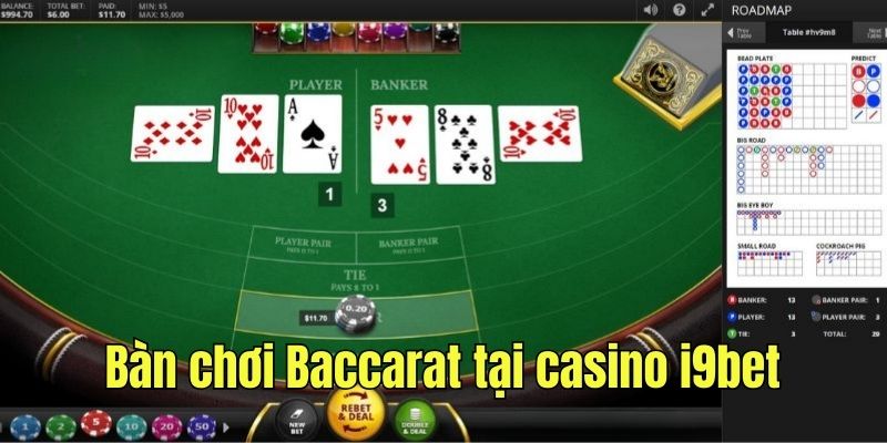 Bàn chơi Baccarat hấp dẫn tại sảnh casino i9bet